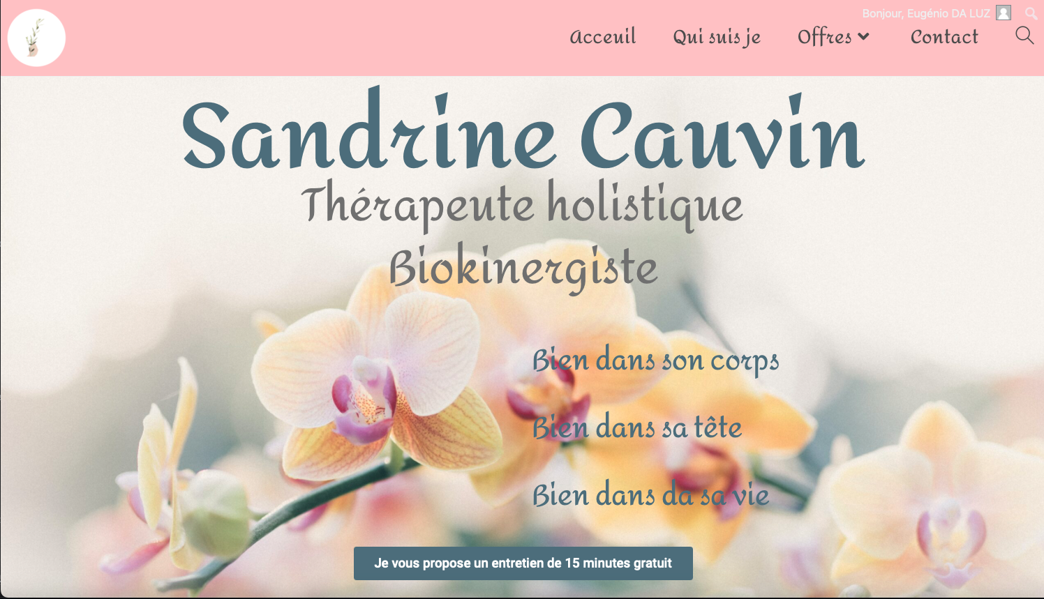 Capture d'écran du site Internet de Sandrine Cauvin